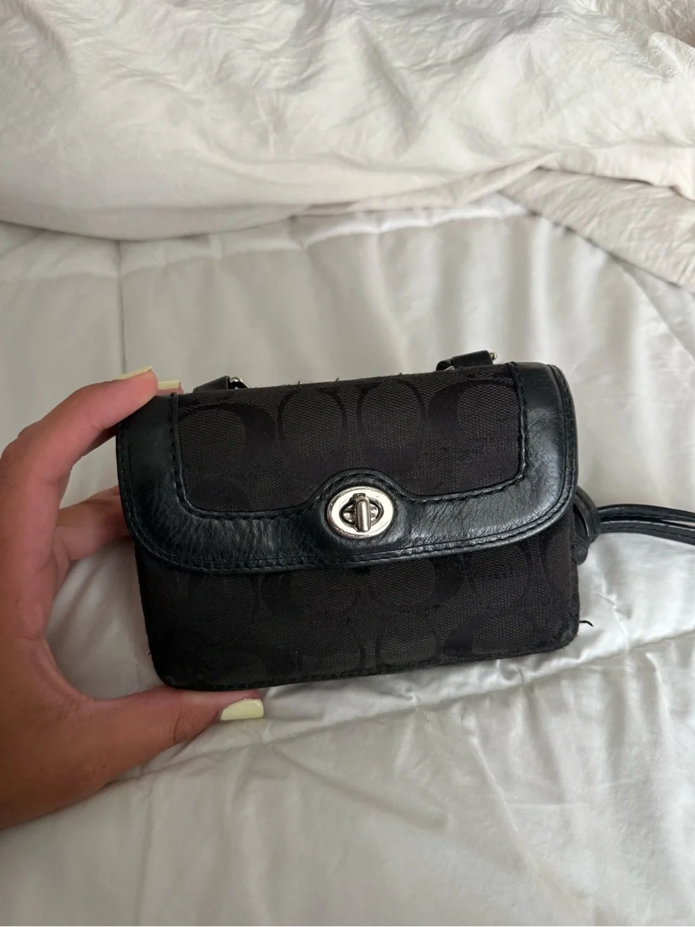 Coach Black Signature Turnlock Mini Crossbody